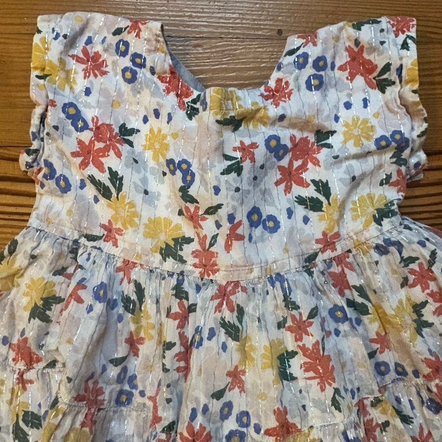 Pink Chicken white floral flutter short sleeve toddler dress SIZE 2T