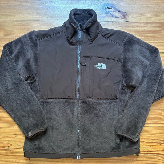 The North Face dark brown fleece full zip sweater SIZE M