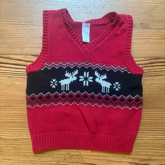 George red black reindeer Christmas boys sweater vest SIZE 4T