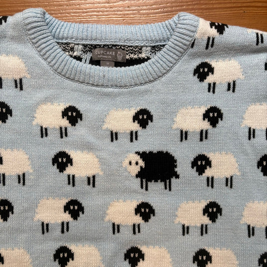 Cupcake light blue black sheep cropped crew sweater SIZE M
