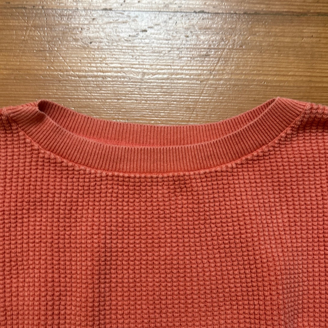 L.L.Bean y2k orange long sleeve waffle knit thermal shirt SIZE M