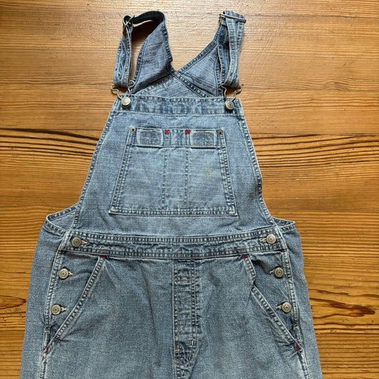 Gap vintage 90s light wash cropped cargo overall jeans SIZE S