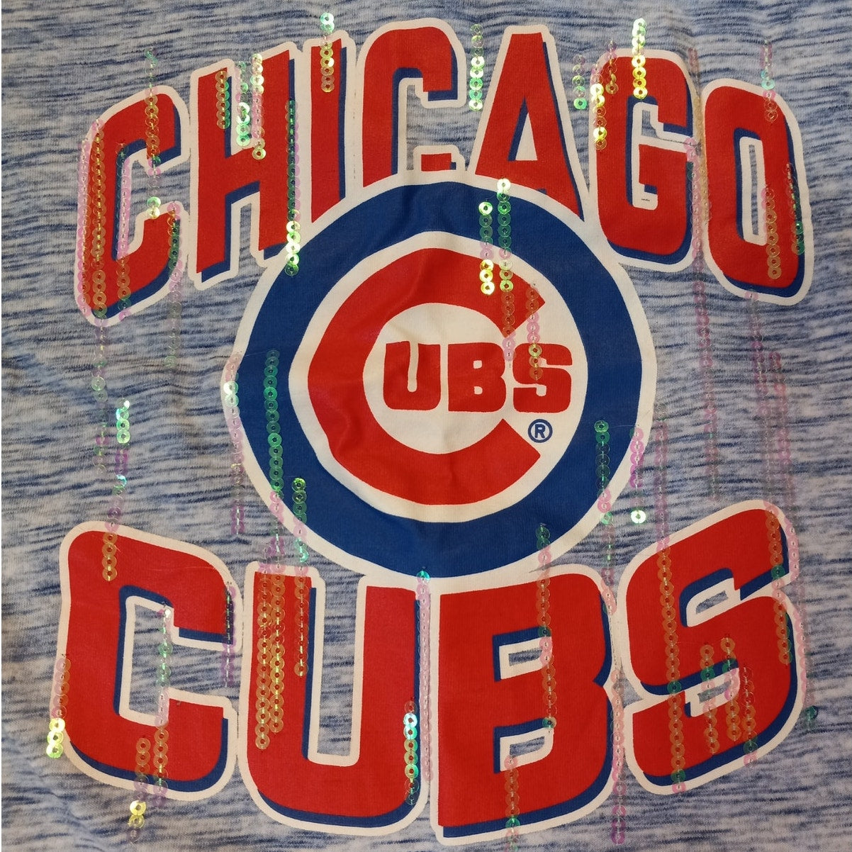 New Era Chicago Cubs blue graphic sequin short sleeve youth shirt SIZE L