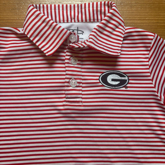 Garb red white striped Georgia Bulldogs short sleeve toddler polo shirt SIZE 3T
