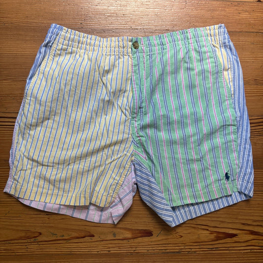 Polo Ralph Lauren pastel striped patchwork drawstring mens shorts SIZE XL