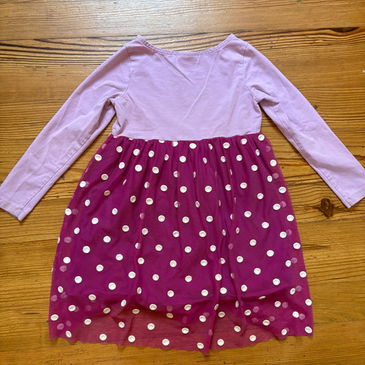 Hanna Andersson purple white polka dot long sleeve tutu dress SIZE 6