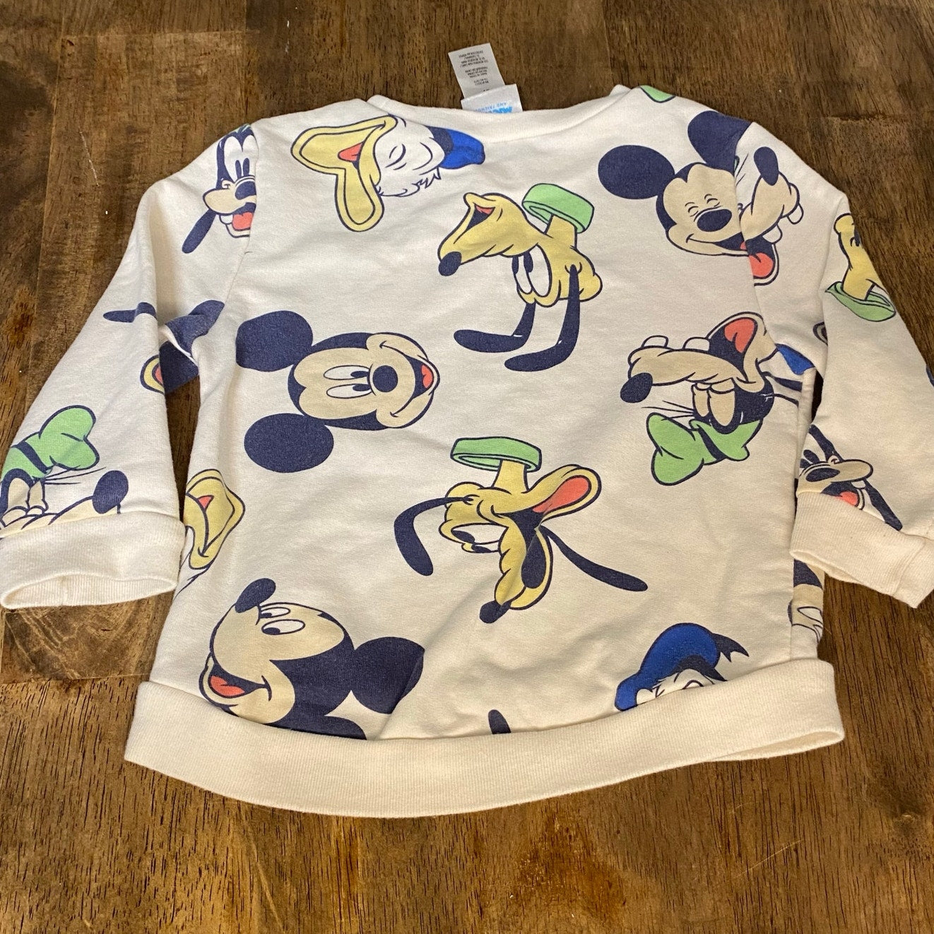 Disney Mickey Goofy character white pullover crew sweatshirt SIZE 2T