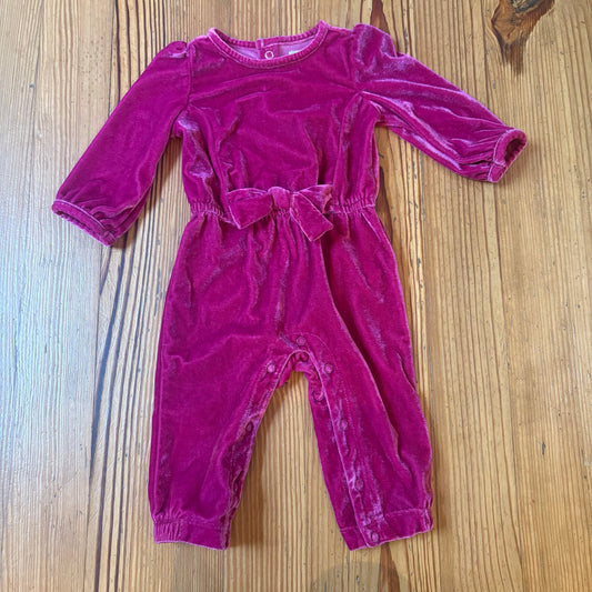 Just One You Carter's pink velvet long sleeve bow one piece romper SIZE 9M