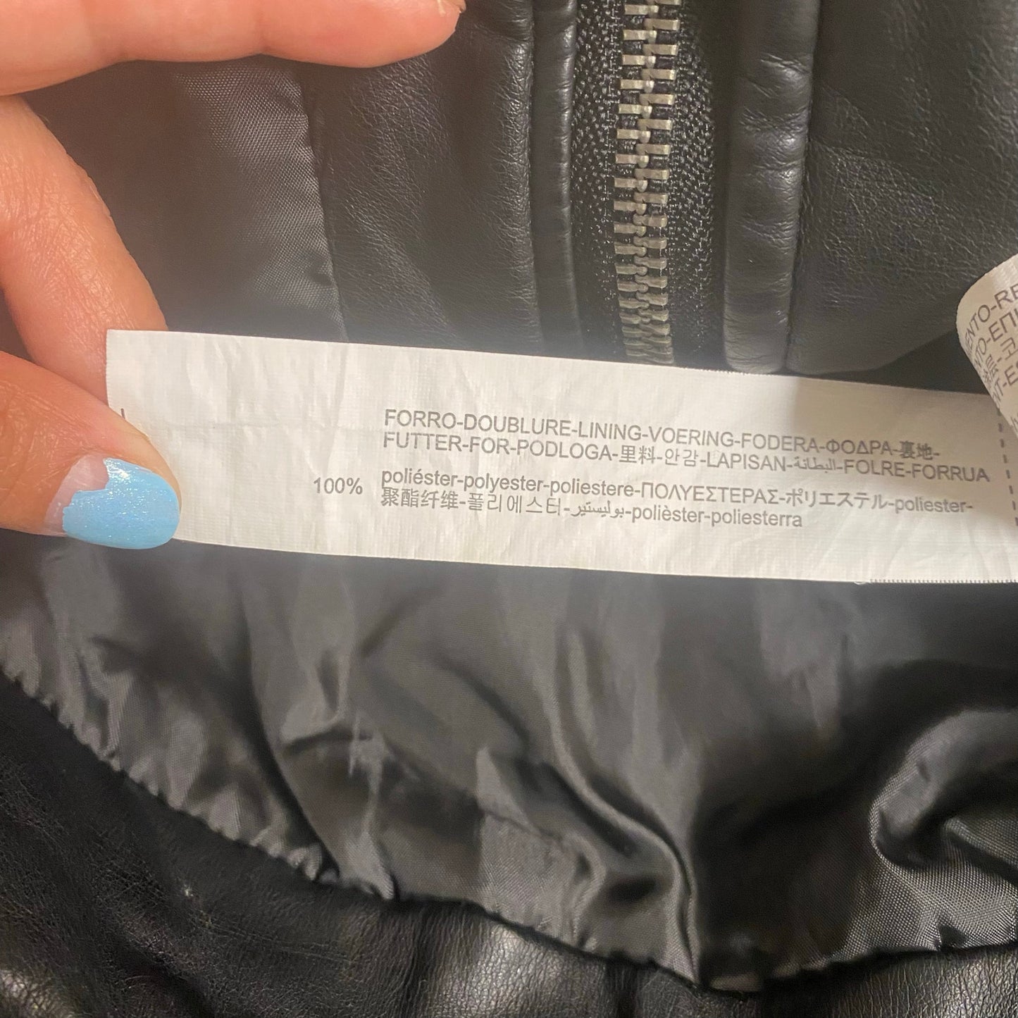 Zara black faux leather girls full zip moto jacket SIZE 7