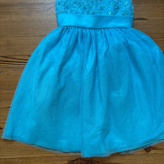 Jayne Copeland turquoise blue floral sleeveless tulle formal girls dress SIZE 7