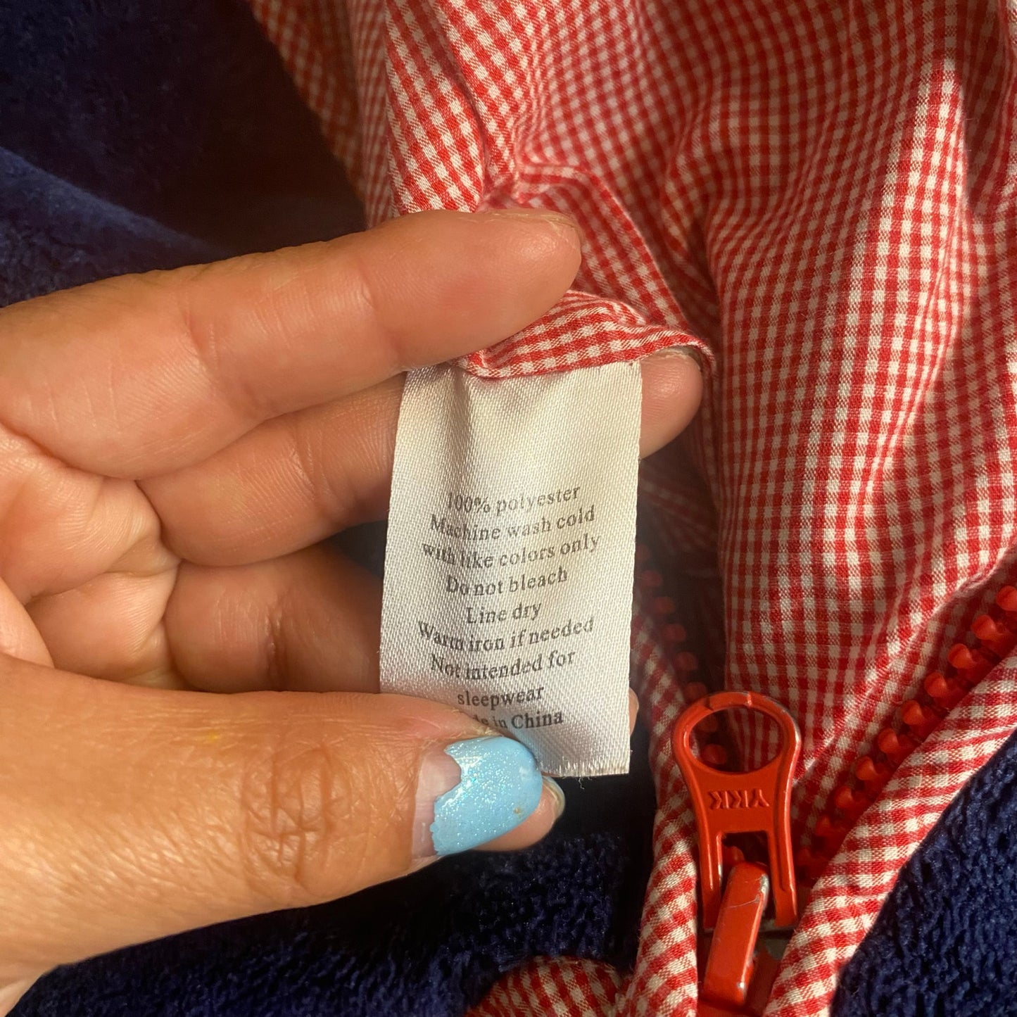 Eyelet & Ivy dark blue fleece fuzzy red check lined full zip vest SIZE 3