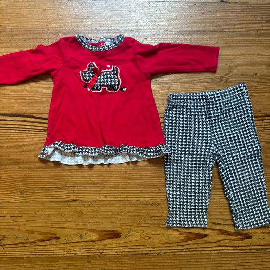 Nursery Rhyme vintage 90s red black white plaid scottie dog set SIZE 9M