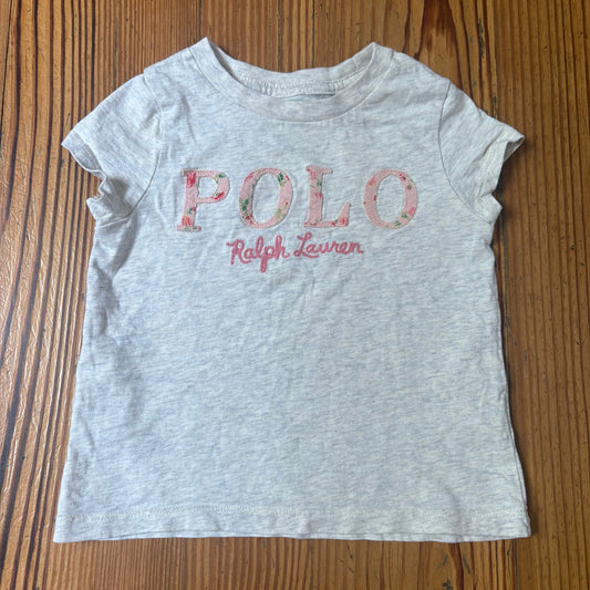Polo Ralph Lauren gray cotton POLO floral short sleeve toddler shirt SIZE 2T