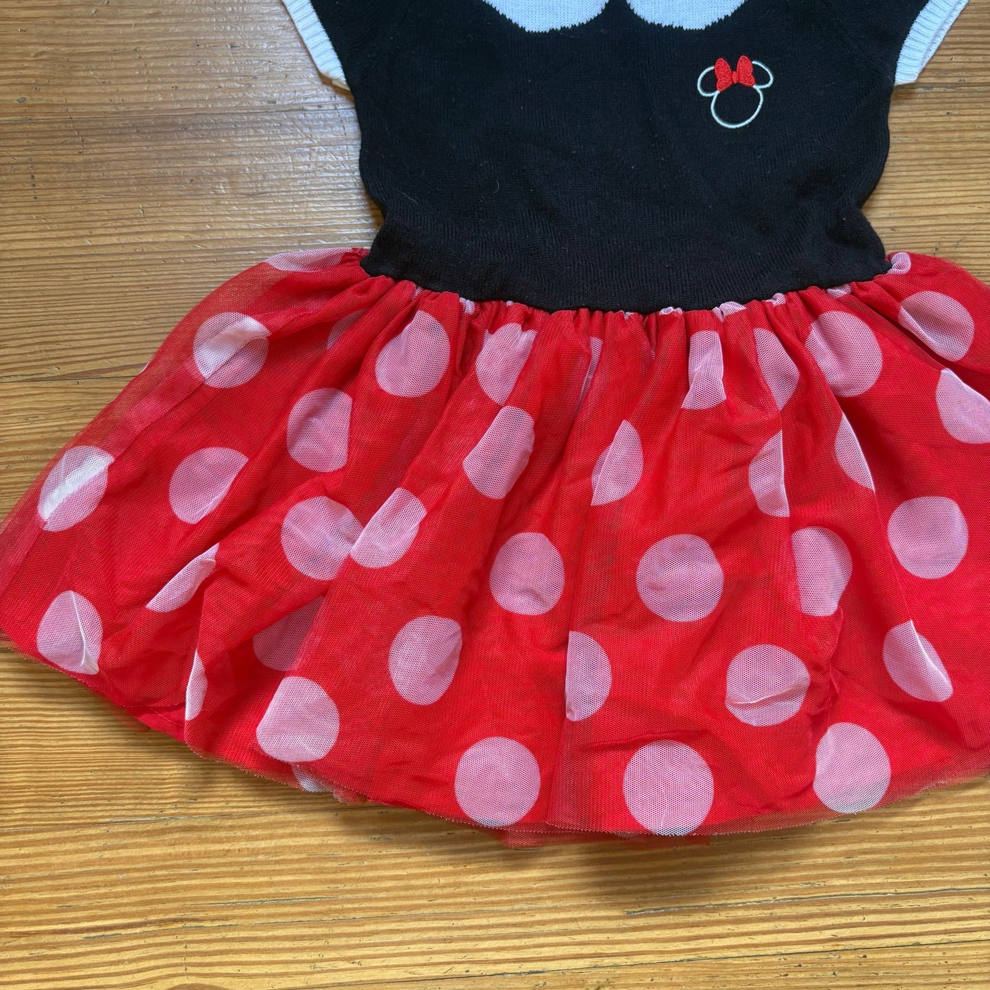 Disney Minnie Mouse red polka dot short sleeve sweater tutu dress SIZE 3T