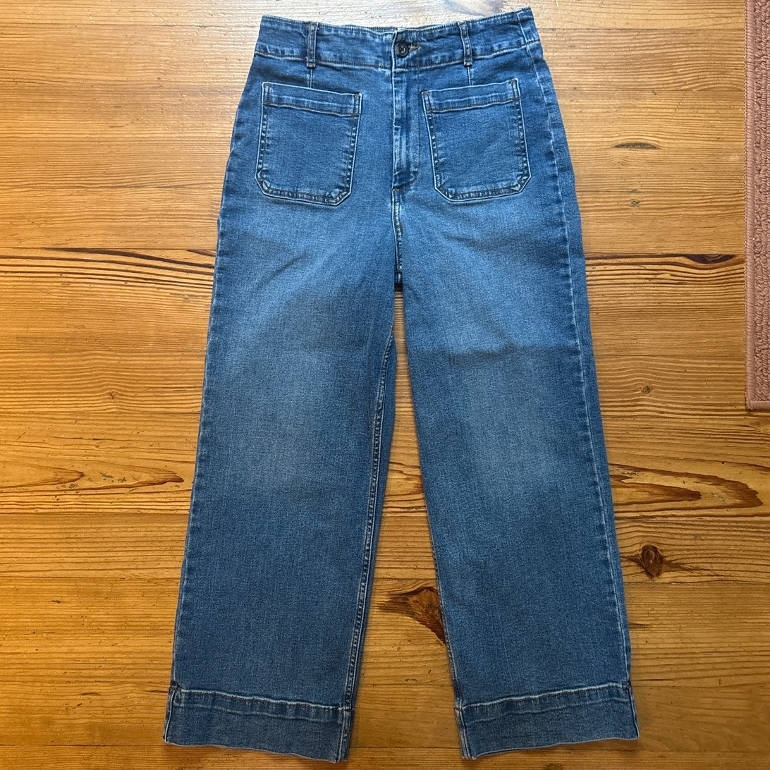 Bagatelle medium wash wide leg high rise cropped pocket front jeans SIZE 29