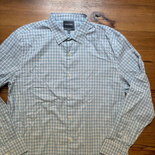 NWOT Bonobos blue white checkered long sleeve mens button up shirt SIZE XXL