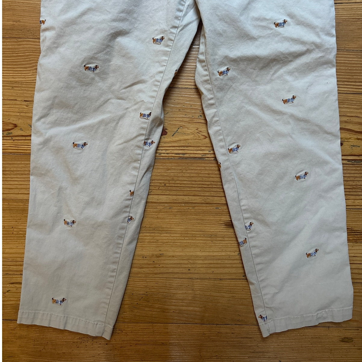 Talbots beige Weekend Chino dachshund embroidered pants SIZE 14