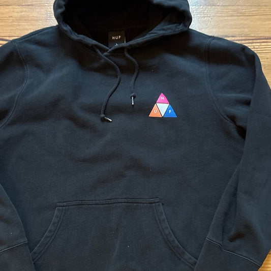 HUF black pullover large prism back graphic mens hoodie SIZE L