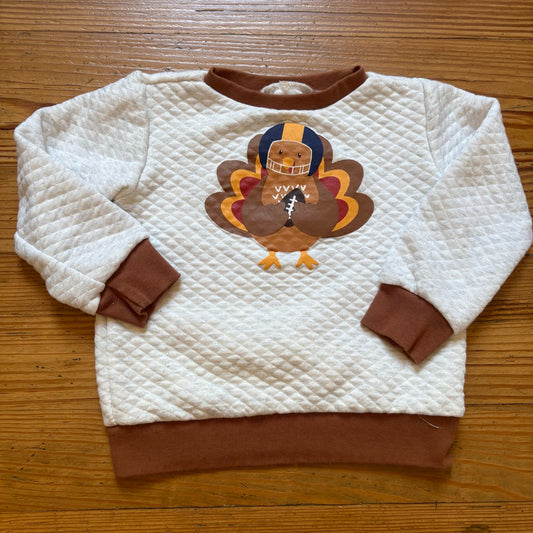 Mini Bean cream football turkey holiday toddler sweater SIZE 4T