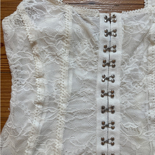 Princess Polly white lace corset clasp front tank top SIZE 4