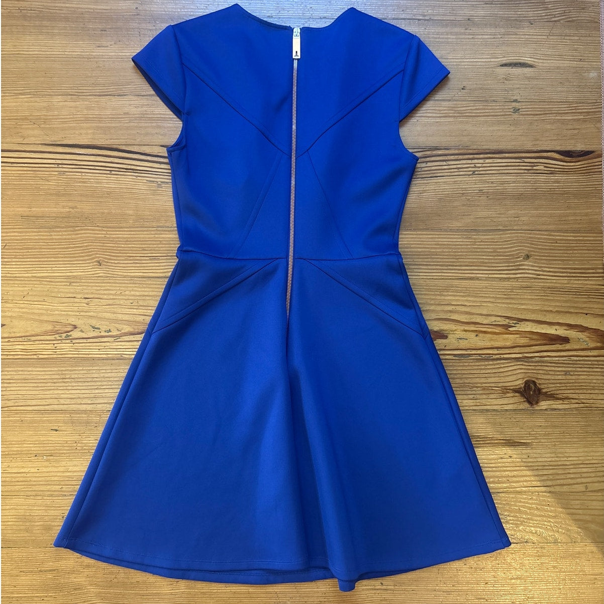 Ted Baker London royal blue fit flare cap sleeve scuba mini dress SIZE 6