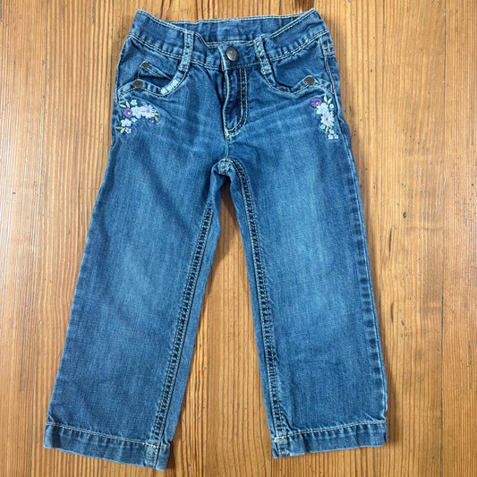 Gymboree 90s jean purple  floral embroidered adjustable toddler jeans SIZE 3T
