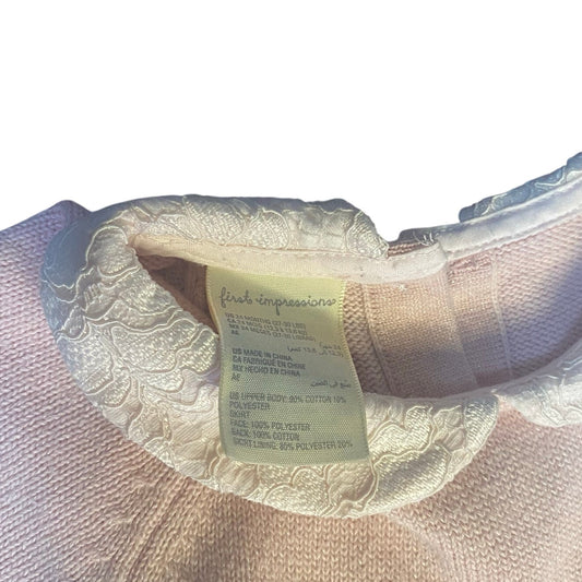 First Impressions blush pink lace bottom collar sweater dress SIZE 24M