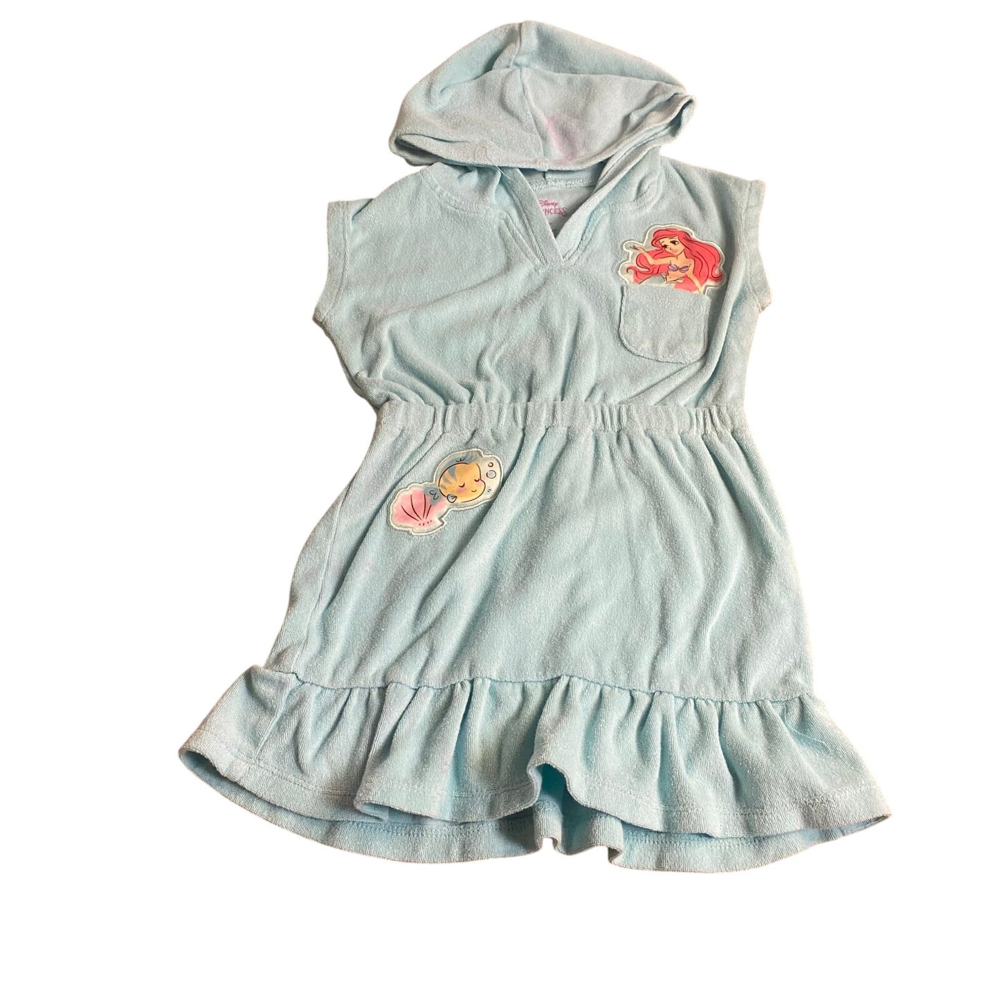 Disney Princess The Little Mermaid light blue short sleeve swimsuit coverup SIZE 4