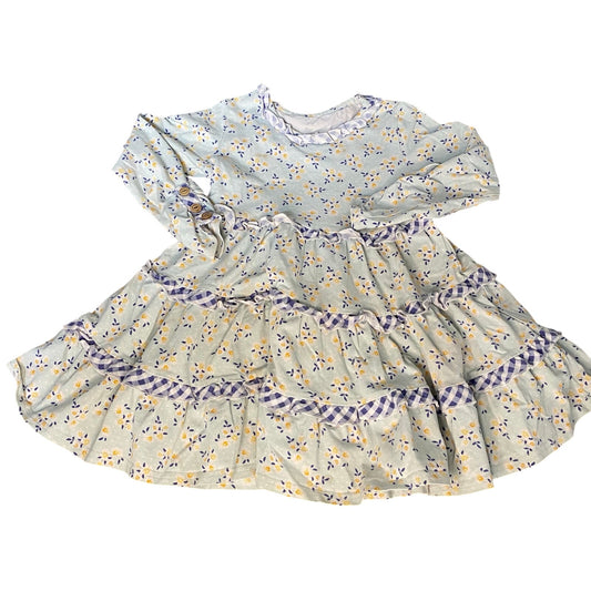 Shrimp & Grits Kids light green floral tiered long sleeve dress SIZE XS