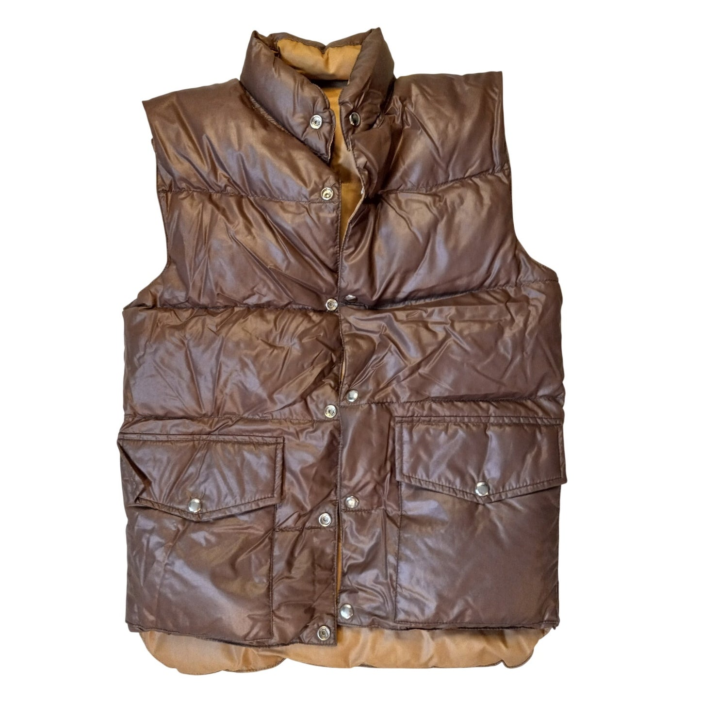 Vintage brown tan reversible down filled puffer vest SIZE S