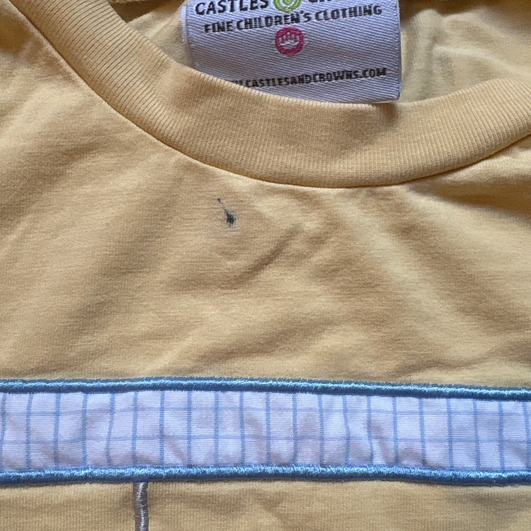 Castle and Crowns yellow golf cart embroidered short sleeve shirt SIZE 5