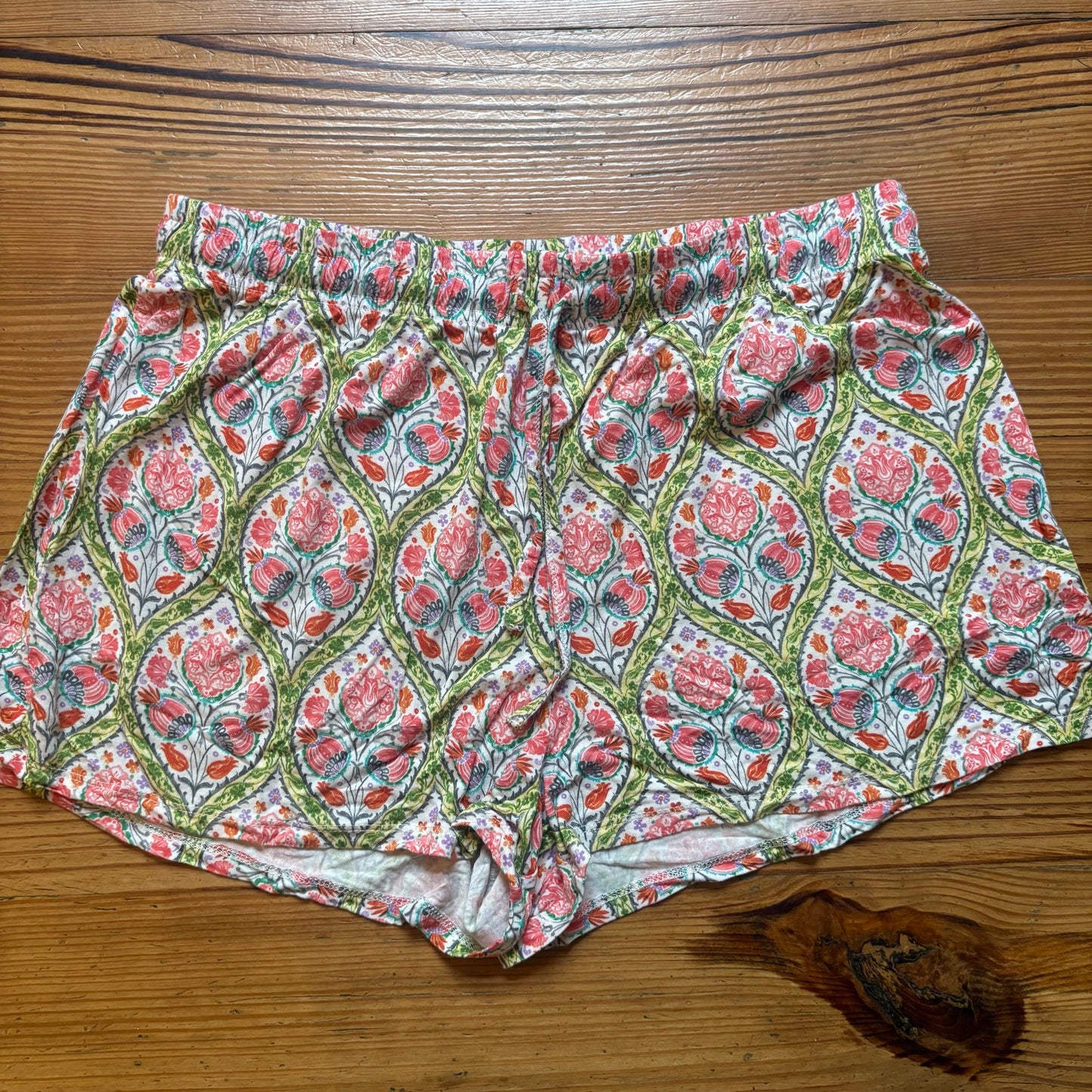 World Market pink green paisley drawstring short SIZE S/M