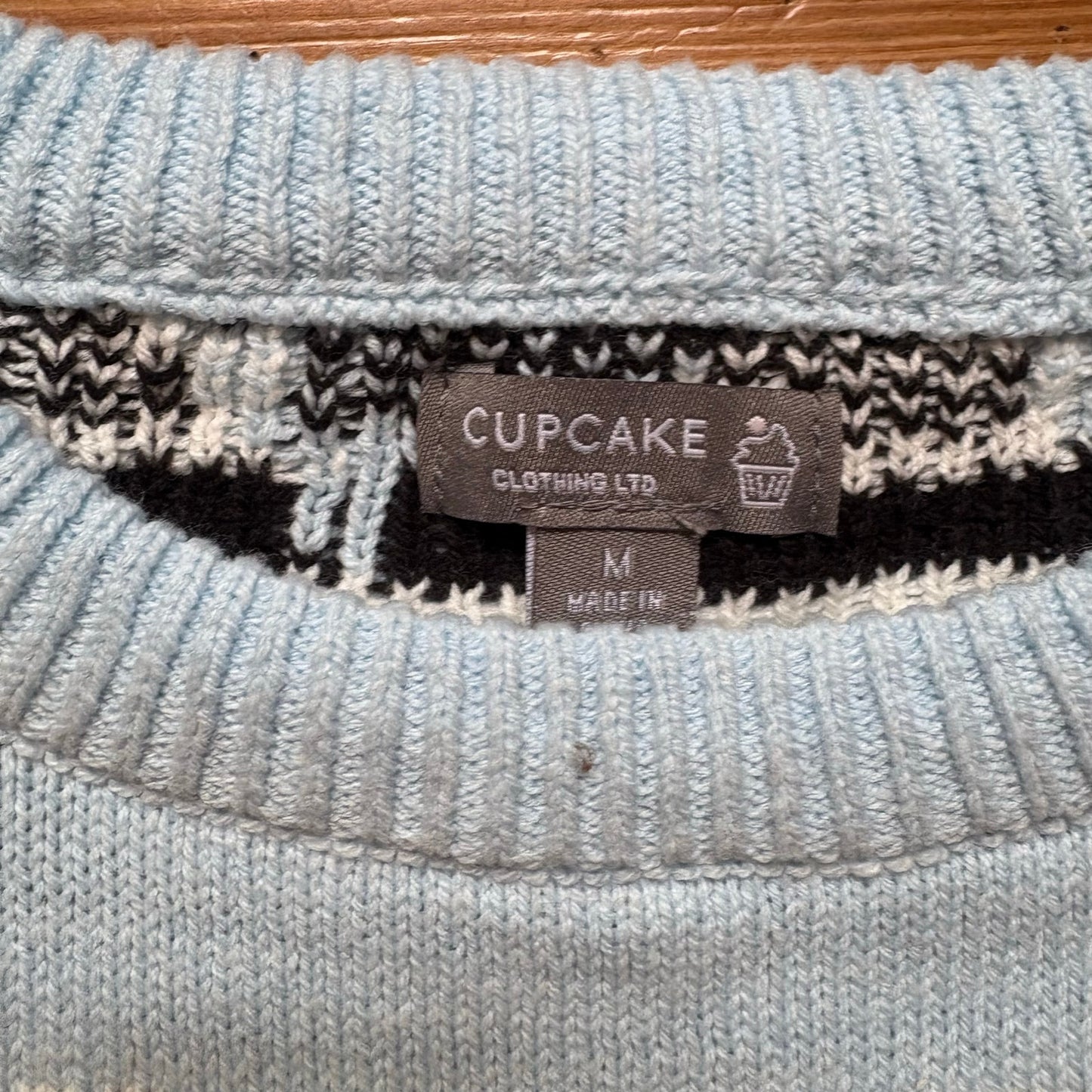 Cupcake light blue black sheep cropped crew sweater SIZE M