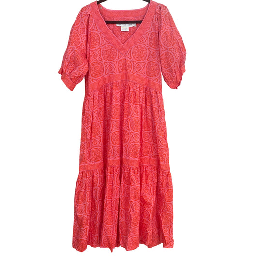NWT Gretchen Scott Viviers Sultan's red pattern puff sleeve midi dress SIZE L
