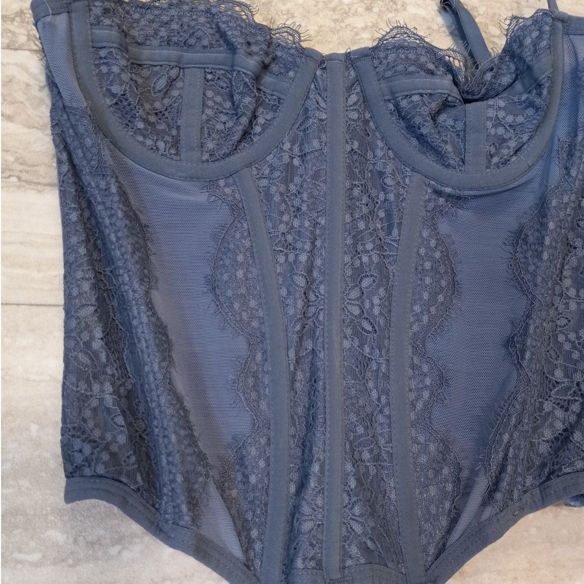 Urban Outfitters Out From Under slate blue lace corset top SIZE S