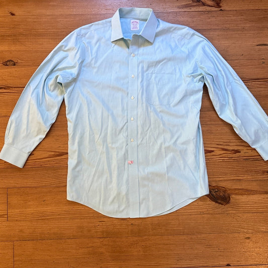 Brooks Brothers Madison pastel green long sleeve button up dress shirt SIZE 15.5