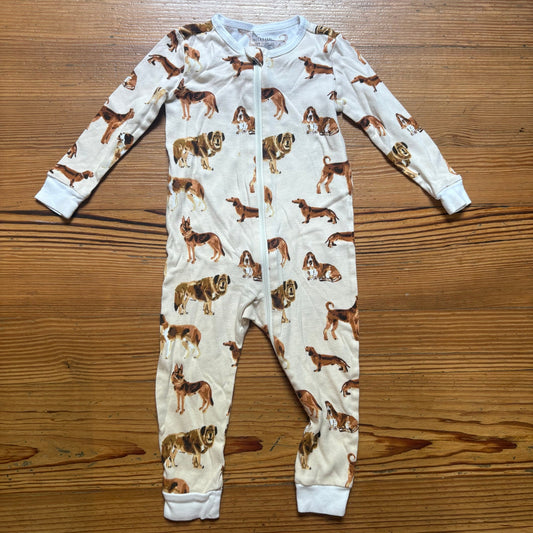 MilkBarn cream dog graphic full zip organic sleeper one piece SIZE 12-18M