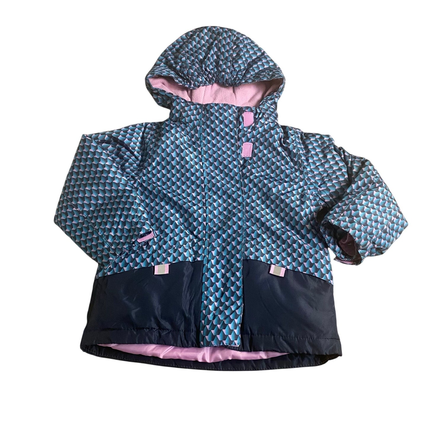 Lilly & Dan teal blue purple fleece lined hooded toddler winter coat SIZE 2T