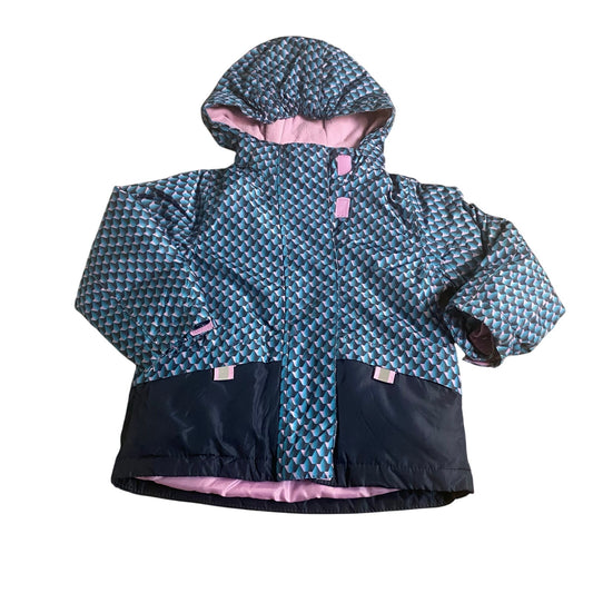 Lilly & Dan teal blue purple fleece lined hooded toddler winter coat SIZE 2T