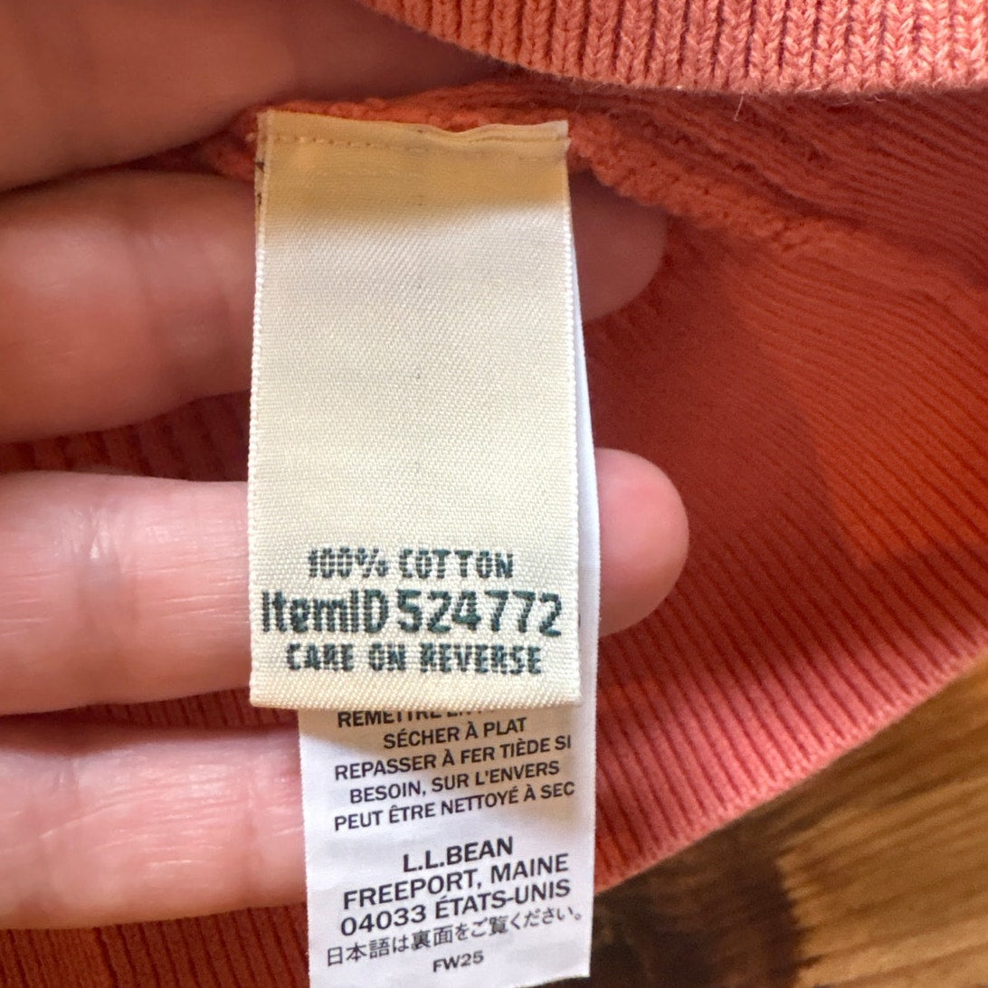 L.L.Bean y2k orange long sleeve waffle knit thermal shirt SIZE M