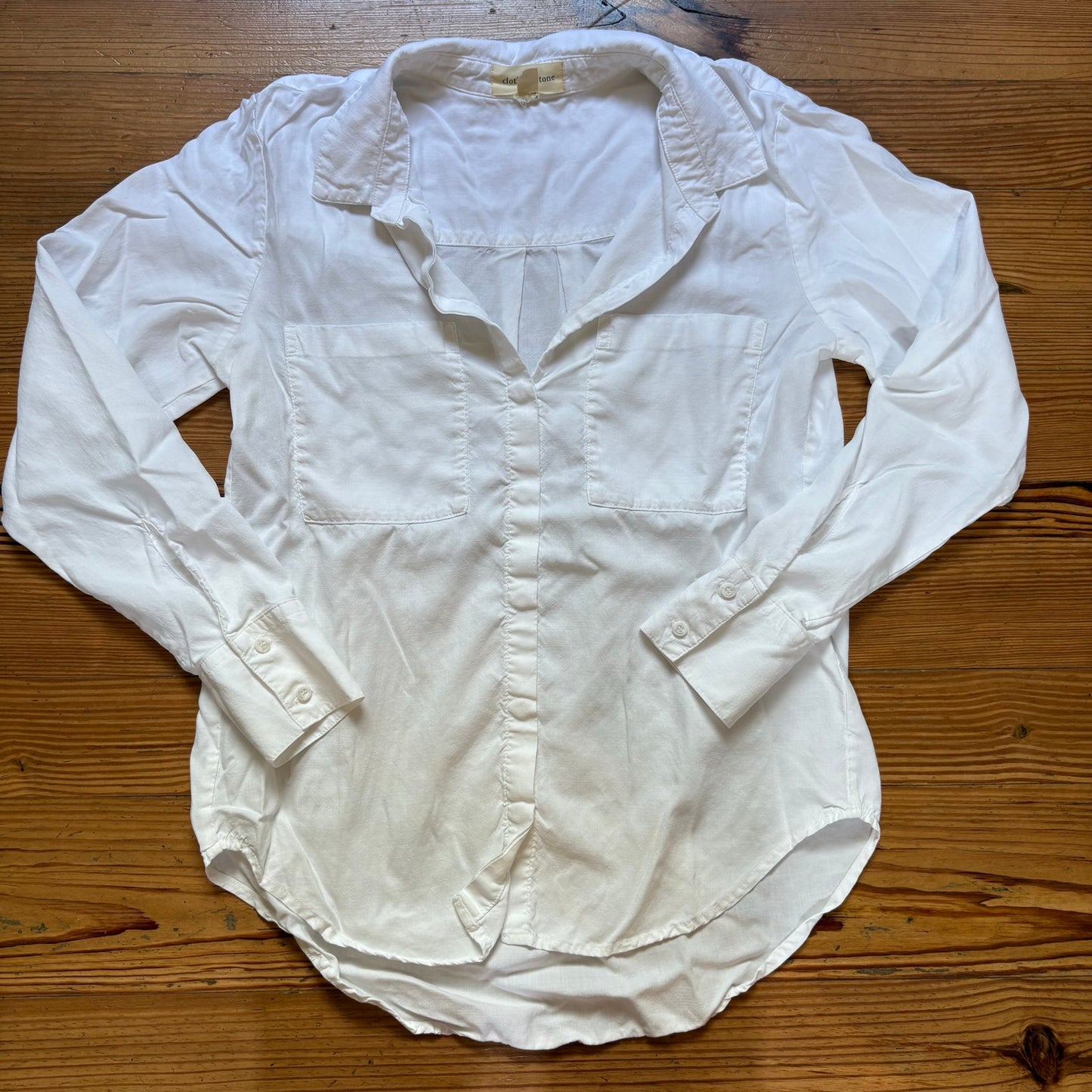 Cloth & Stone white long sleeve double breast pocket button up shirt SIZE S