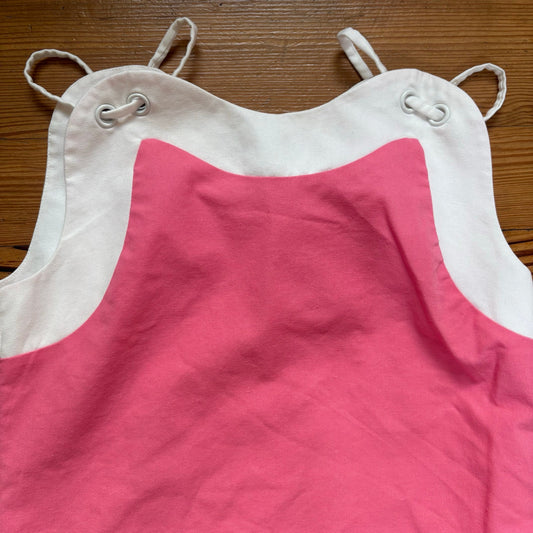 Aureum pink white linen modern two toned scallop mini dress SIZE S