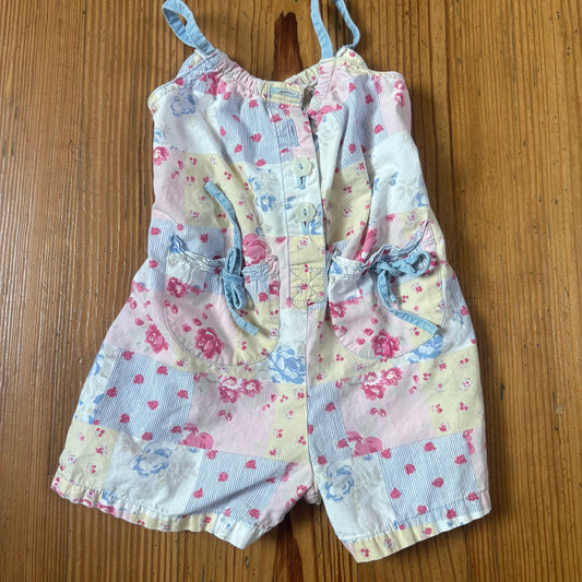 Faded Glory y2k white pastel floral patchwork baby romper SIZE 18M