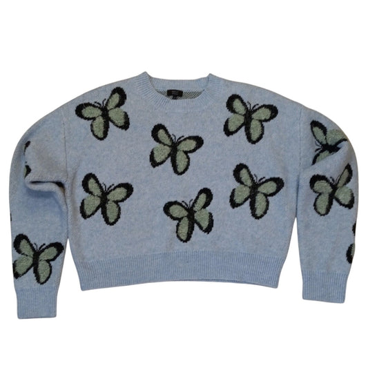 Debut sky blue buttery pattern knit crew cropped sweater SIZE S/M