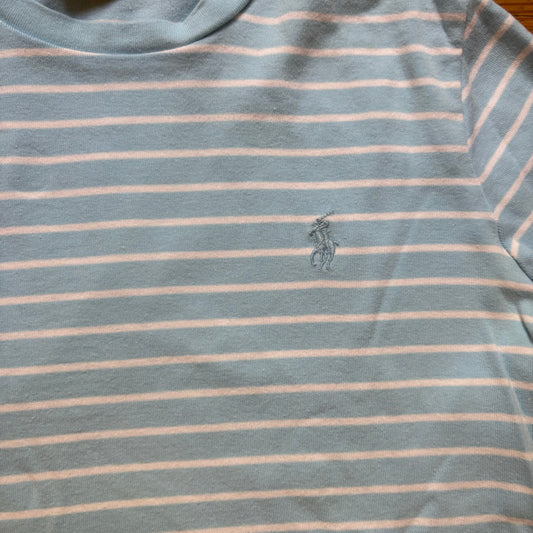 Ralph Lauren Sport light blue white striped long sleeve cotton shirt SZE M