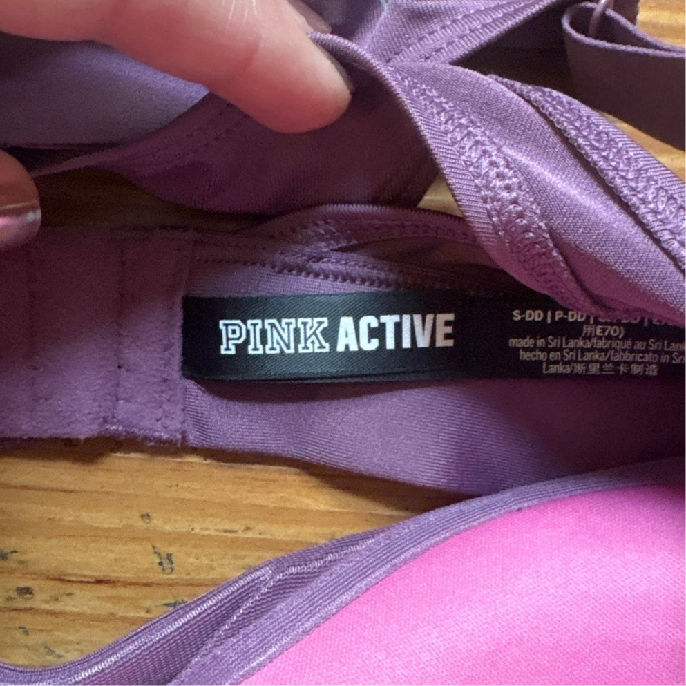 Pink Active purple ultimate push up adjustable padded sports bra SIZE S DD