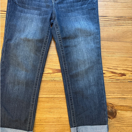 Earl Jean dark wash jeweled studded pocket cropped cuff jeans SIZE 6