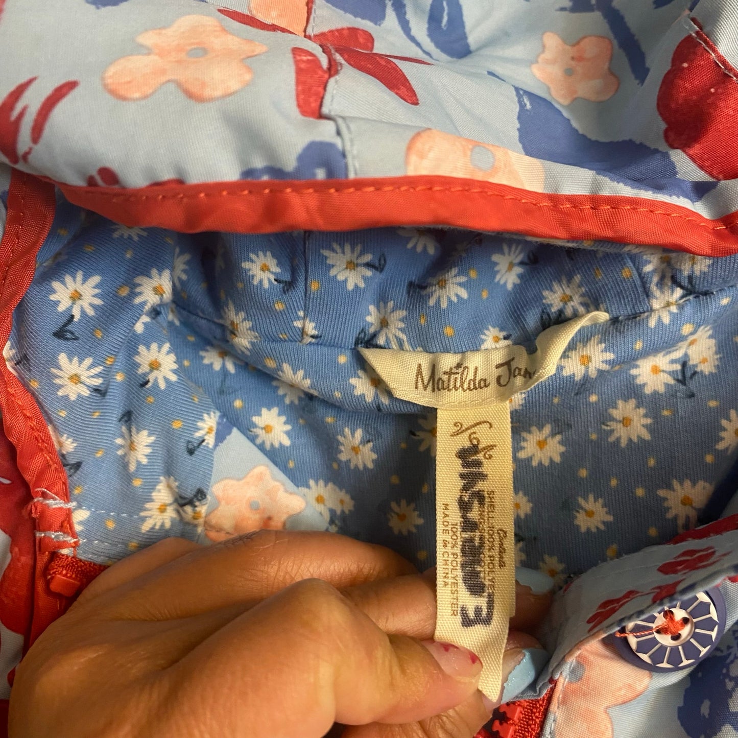 Matilda Jane blue red floral ruffle hooded full zip girls jacket SIZE 6