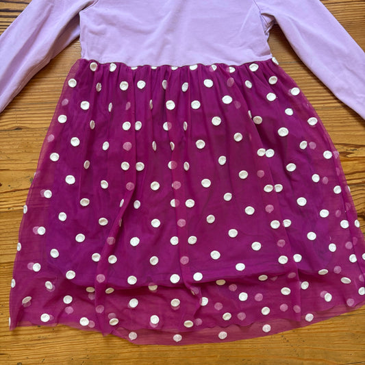 Hanna Andersson purple white polka dot long sleeve tutu dress SIZE 6
