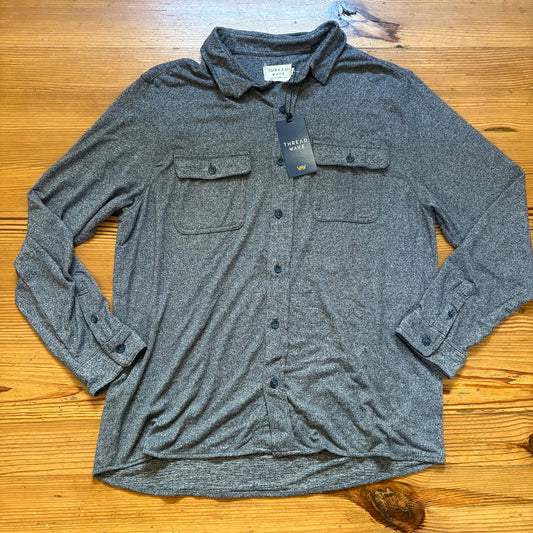 NWT Thread Wave heather gray long sleeve cargo mens polo shirt SIZE L